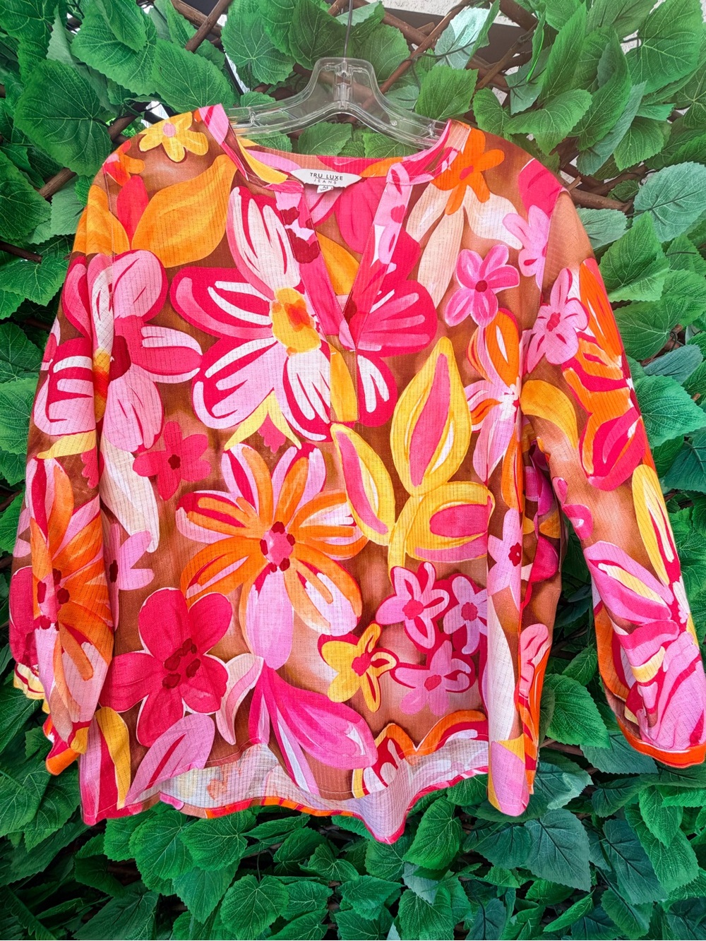 Vibrant Multicolor Floral Blouse— Pink, Orange, Yellow, Blue